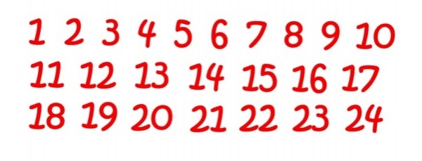 Adventskalenderzahlen Bügelbild